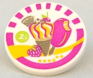 Road Sign 2 x 2 Round with Clip with Ice Cream Pattern