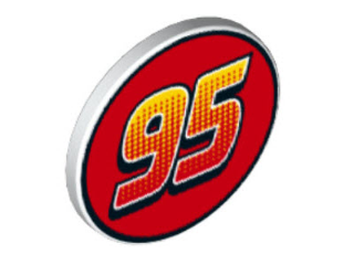 Road Sign 2 x 2 Round with Clip with Yellow and Red '95' on Red Background Pattern