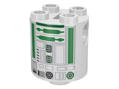 Brick, Round 2 x 2 x 2 Robot Body with Black Lines and Green Pattern (R2 Unit)