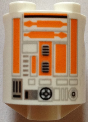Brick, Round 2 x 2 x 2 Robot Body with Orange Lines Pattern (R3-A2)