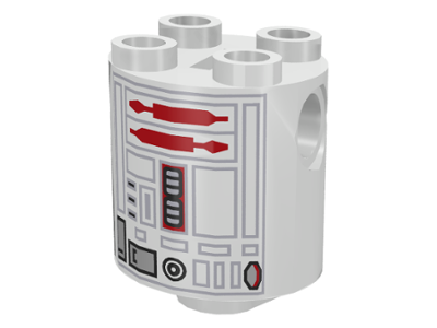 Brick, Round 2 x 2 x 2 Robot Body with Gray Lines and Red Pattern (SW R5-D4)