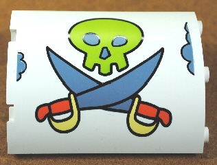 Cylinder Quarter 4 x 4 x 6 with Lime Skull and Medium Blue Crossed Swords Pattern