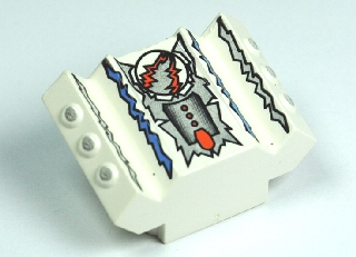 Brick, Modified 2 x 2 No Studs, Sloped with Angled Side Block Extensions with Freeze Pattern