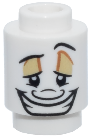 Brick, Round 1 x 1 with Black Thin Eyebrows, Left Raised, Upper and Lower Eyelids, Tan Eye Shadow, Nose, Wide Open Mouth Smile with Teeth Pattern (Lumière {Lumiere} Face)