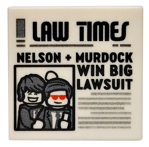 Tile 2 x 2 with Newspaper 'LAW TIMES' and 'NELSON + MURDOCK WIN BIG LAWSUIT' Pattern