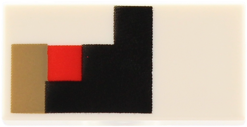 Tile 1 x 2 with Pixelated Black, Dark Tan Rectangle and Red Square Pattern Model Right Side (Minecraft Iron Golem Eye)