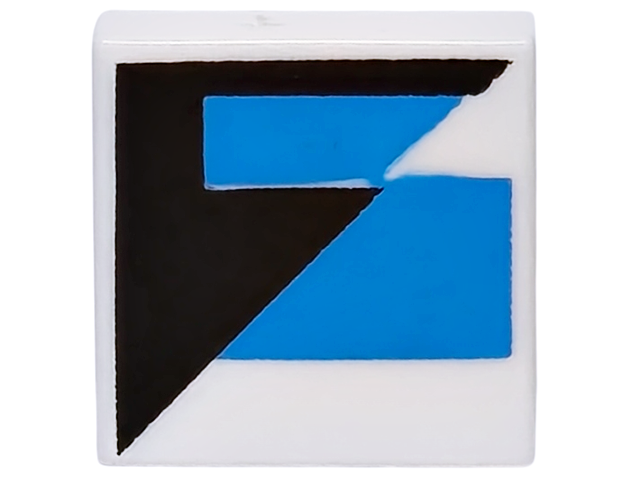 Tile 1 x 1 with Black Triangle and Dark Azure Stripes Pattern Model Left Side