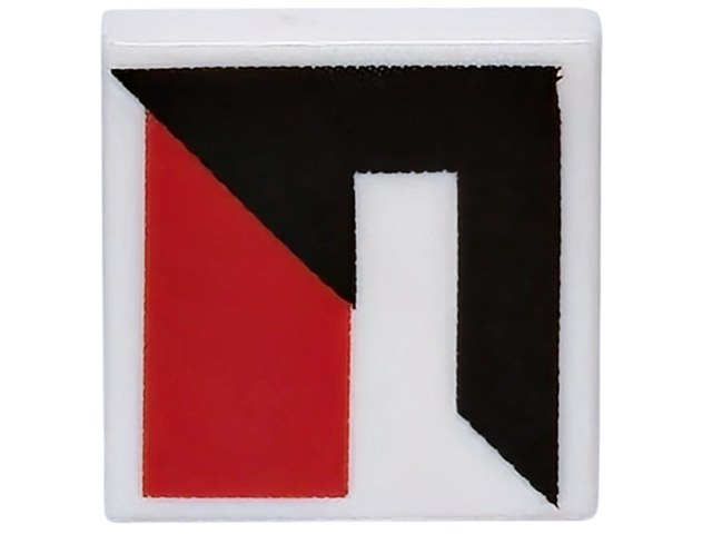 Tile 1 x 1 with Black Triangle and Red Stripe Pattern Model Right Side