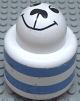 Primo Brick, Round Rattle 1 x 1 with Blue Stripes and Animal Face Pattern