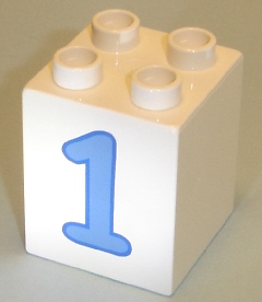 Duplo, Brick 2 x 2 x 2 with Number 1 Blue Pattern