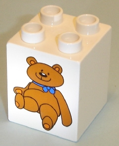 Duplo, Brick 2 x 2 x 2 with Teddy Bear Pattern