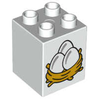 Duplo, Brick 2 x 2 x 2 with 3 Eggs in Nest Pattern