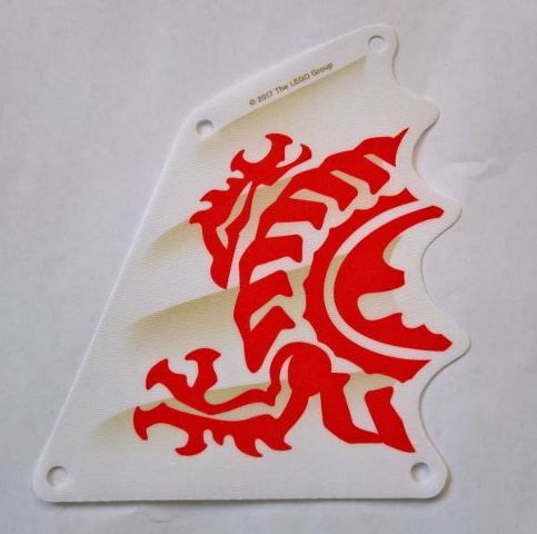 Cloth Sail Triangular 13 x 15 Tapered Top and Wavy Edge with Red Dragon Hind Legs and Torso Pattern