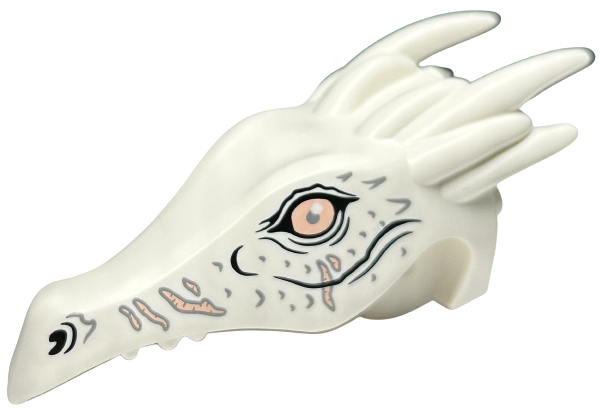 Dragon Head (Ukrainian Ironbelly) Jaw Upper with Horns with Light Nougat Eyes and Scars, Black Nostrils, and Dark Bluish Gray Scales Pattern