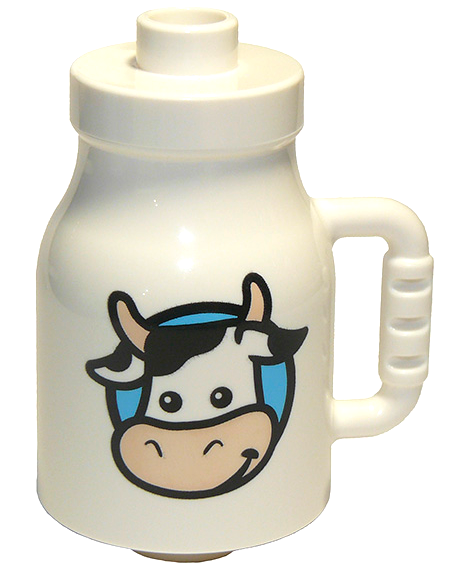 Duplo Utensil Milk Bottle with Handle with Cow Head Pattern