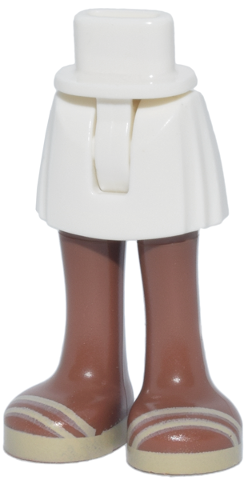 Mini Doll Hips and Skirt with Molded Medium Brown Legs and Printed Tan Sandals Pattern - Thin Hinge