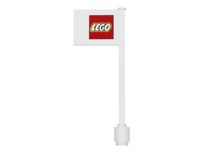 LEGOS  One NEW Flag White Flag on Flagpole Straight with Red Small Lego Pattern 