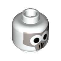 Minifigure, Head Alien with Gray Mask and Black Eyes Pattern (Firebender)