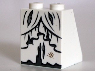 Slope 65 2 x 2 x 2 with Bottom Tube with Minifigure Dress / Skirt / Robe, Torn Pattern (Zombie Bride)