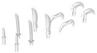 Minifigure, Weapon Pack Hooks, Knives, and Swords, 10 in Bag (Multipack)