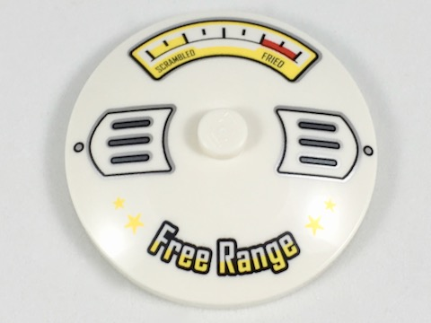 Dish 4 x 4 Inverted (Radar) with Solid Stud with Scrambled / Fried Gauge and 'Free Range' Pattern