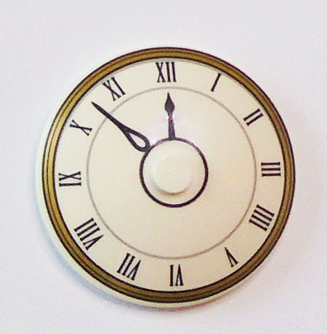 Dish 4 x 4 Inverted (Radar) with Solid Stud with Clock Face with Black Roman Numerals and Gold Circles Pattern