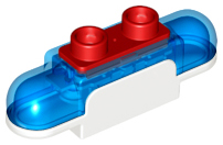 Duplo Siren with Light and Sound, 1 x 2 Base with  Trans-Dark Blue Lights, Curved Edges and Red 2 Stud Button on Top