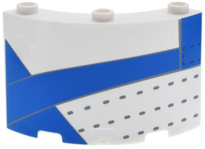 Cylinder Quarter 4 x 4 x 3 with Blue Panels with Outline, Light Bluish Gray and Black Stitching Pattern Model Left Side