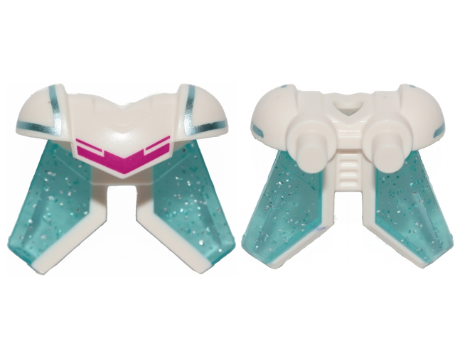 Mini Doll, Armor Breastplate with Shoulder Pads, 2 Bars on Back with Magenta Stripe and Molded Glitter Trans-Light Blue Wings Pattern