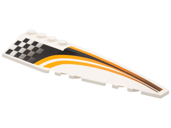 Wedge 12 x 3 Right with Faded Black Checkered Panel and Curved Orange Stripes Pattern