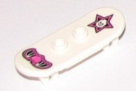 Minifigure, Utensil Skateboard Deck with Black and Dark Pink Winged Heart and Star with Skull Pattern