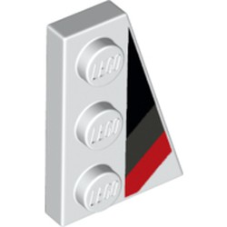 Wedge, Plate 3 x 2 Right with Black, Dark Bluish Gray and Red Racing Stripes Pattern