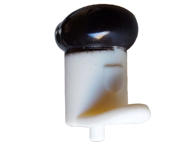 Minifigure, Hat with Small Pin, Tall Hat with Small Brim and Printed Black Top Pattern