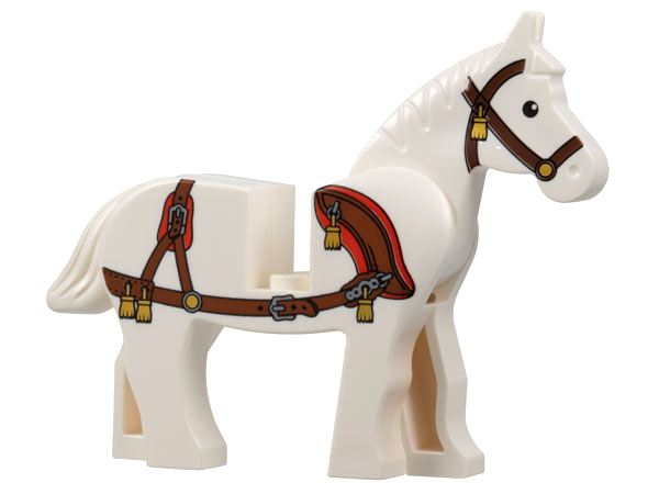 NEW Lego Animal Horse Black Brown White w/ Gold Bridle 