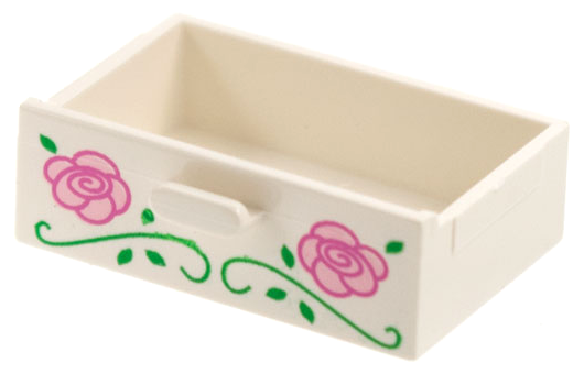 Container, Cupboard 2 x 3 Drawer with Flower and Vine Pattern