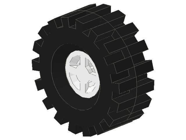 Wheel 8mm D. x 6mm with Black Tire 21mm D. x 9mm Offset Tread Medium (4624 / 4084)