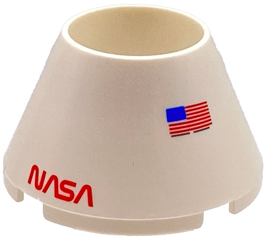 Cone 4 x 4 x 2 Hollow No Studs with Red 'NASA', Hatch, Black Line and United States Flags Pattern