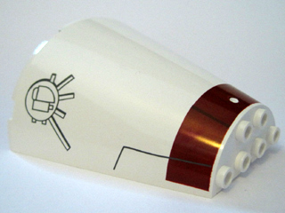 Cone Half 8 x 4 x 6 with Dark Red Stripe Tantive Bridge Bottom Pattern