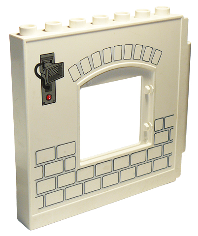 Duplo Wall 1 x 8 x 6 Hinge on Right  with Window Opening and Bricks Pattern