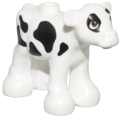 Cow, Friends Style, Baby Calf with Reddish Brown Eyes and Black Spots Pattern