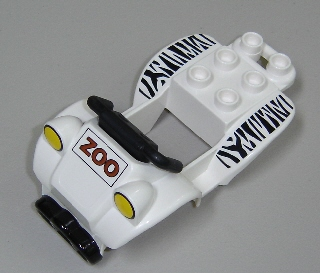 Duplo Cabin 4 x 7 x 2 Four Wheel Bike with Black Handlebars with 'ZOO' and Animal Stripes Pattern