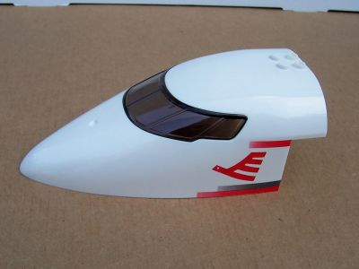 Aircraft Fuselage Forward Top Curved 8 x 16 x 5 with Trans-Brown Glass with Red Airline Bird and Stripes Pattern