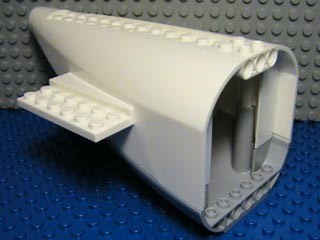Aircraft Fuselage Aft Section Curved with Fixed Light Bluish Gray Base and White Hard Rubber Tip