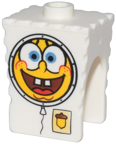Minifigure, Head, Modified SpongeBob SquarePants with Spacesuit Pattern