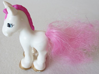 Duplo Horse Baby Foal Pony with Dark Pink Mane and Tail