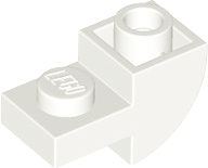 Slope, Curved, Inverted 2 x 1 with Recessed Stud in White