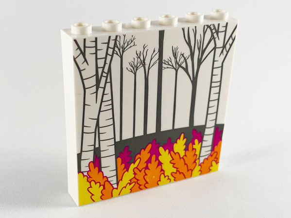 Panel 1 x 6 x 5 with Dark Bluish Gray Trees, Aspen Trees, Magenta, Orange and Yellow Leaves Pattern