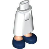 Mini Doll Hips and Skirt Long with Molded Light Nougat Legs and Printed Dark Blue Shoes Pattern - Thick Hinge