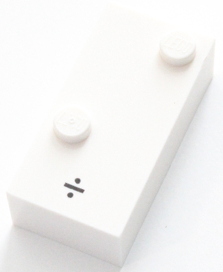 Brick, Braille 2 x 4 with 2 Studs with Black Division Sign (÷) Pattern (dots-34 ⠌) (English)