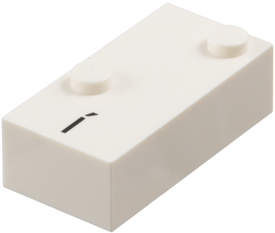 Brick, Braille 2 x 4 with 2 Studs with Black Capital Letter I with Acute (Í) Pattern (dots-34 ⠌) (Spanish)